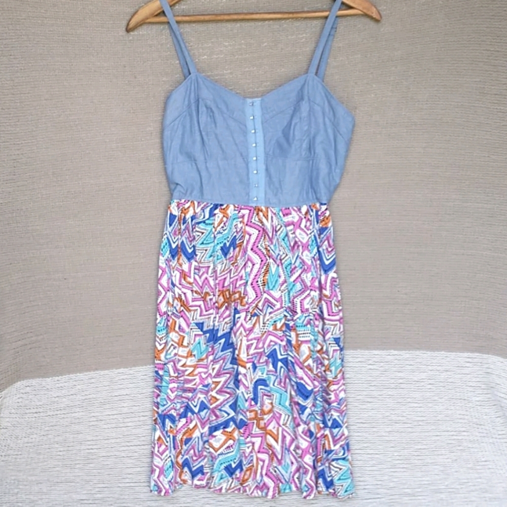 Chambray Corset & Geometric Sundress